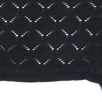 E-vie Womens Black V-Neck  Acrylic Cardigan Jumper Size 10