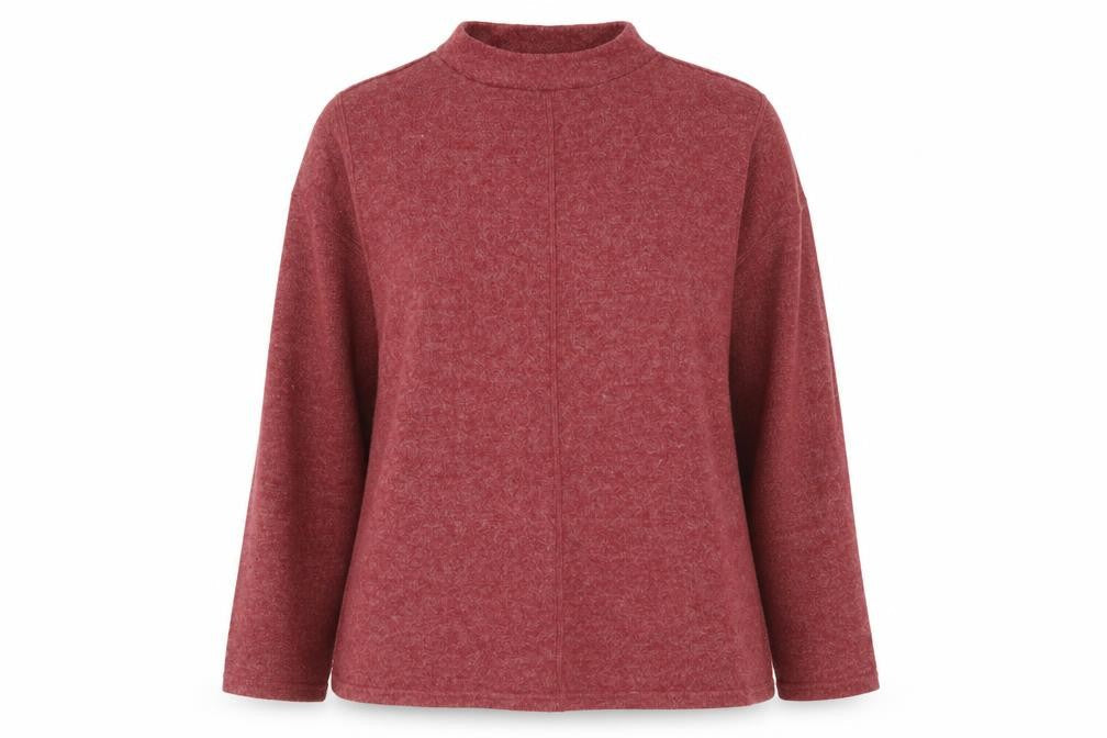 Front view of Yessica women’s red polyester pullover sweatshirt, size L, pullover