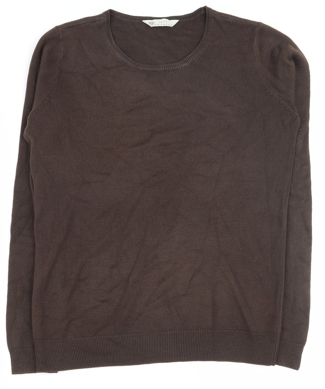 BHS Womens Brown Round Neck  Acrylic Pullover Jumper Size 8