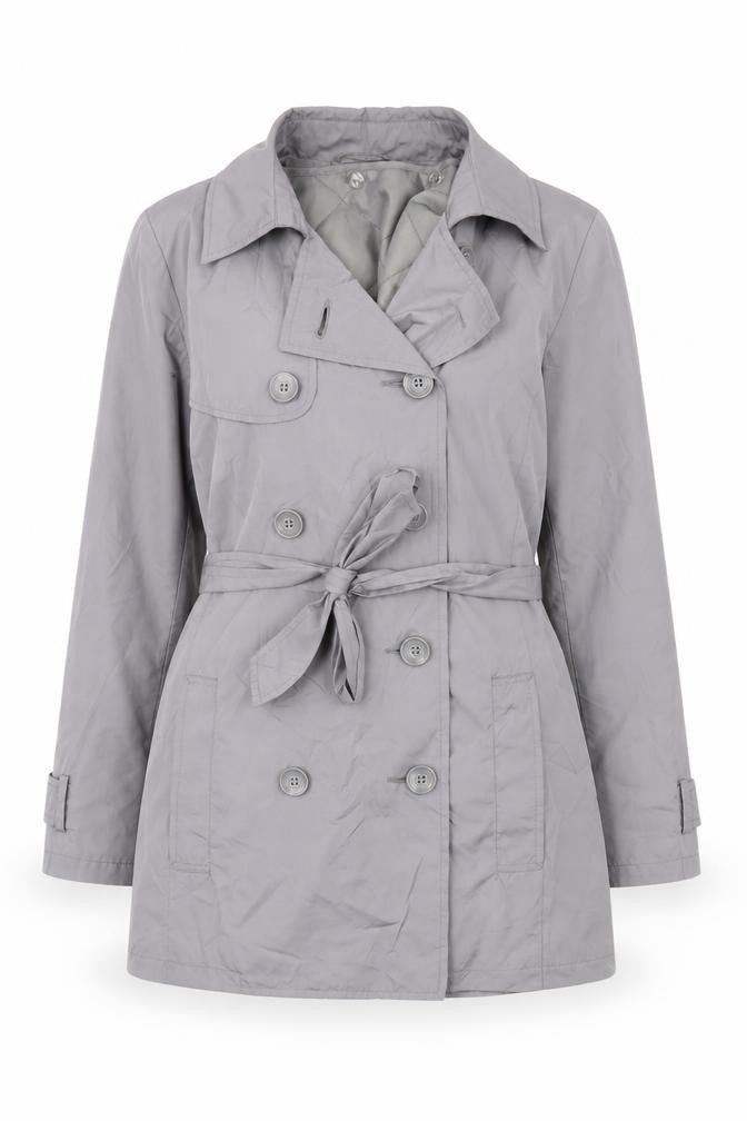 Front view of LC Waikiki women’s grey jacket, size S, button