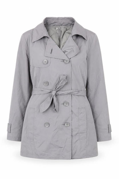 Front view of LC Waikiki women’s grey jacket, size S, button