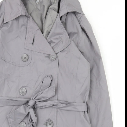 Close-up detail of LC Waikiki women’s grey jacket, size S, button