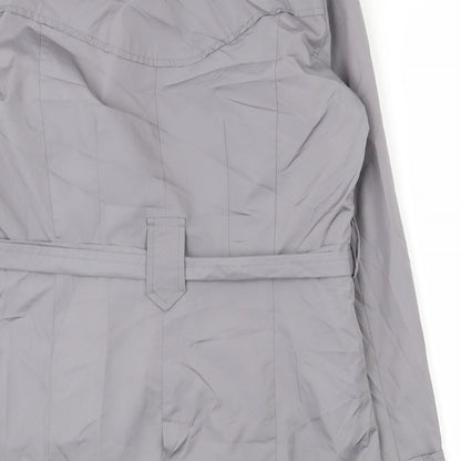 Brand and care label for LC Waikiki women’s grey jacket, size S, button