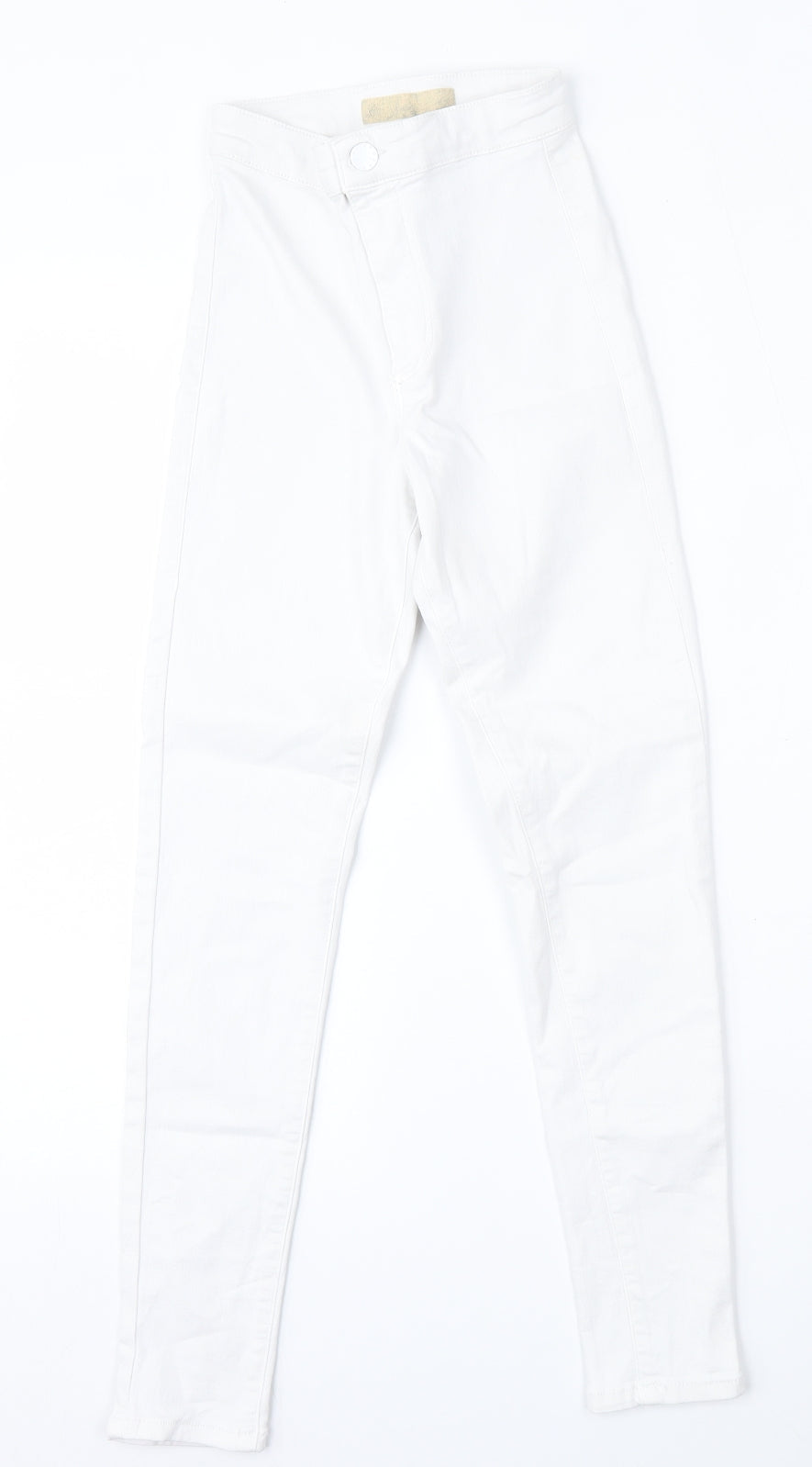 Topshop Womens White  Cotton Skinny Jeans Size 25 L28 in Regular Zip