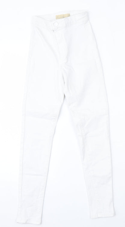 Topshop Womens White  Cotton Skinny Jeans Size 25 L28 in Regular Zip