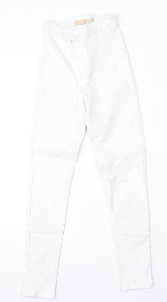 Topshop Womens White  Cotton Skinny Jeans Size 25 L28 in Regular Zip