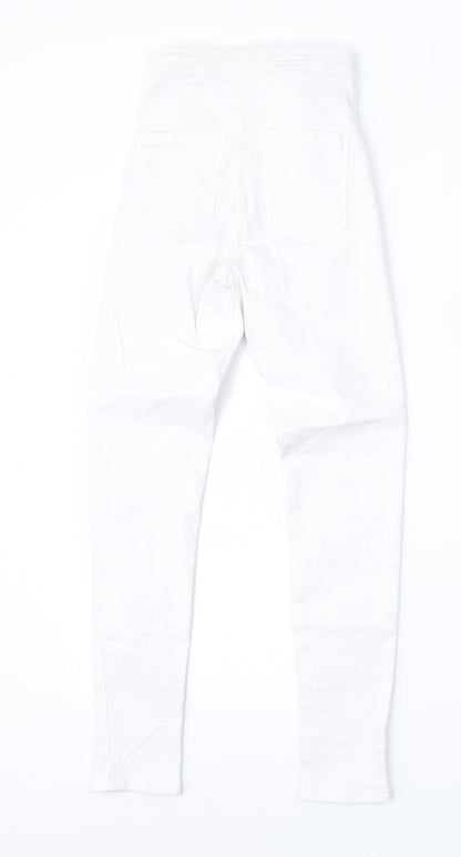 Topshop Womens White  Cotton Skinny Jeans Size 25 L28 in Regular Zip