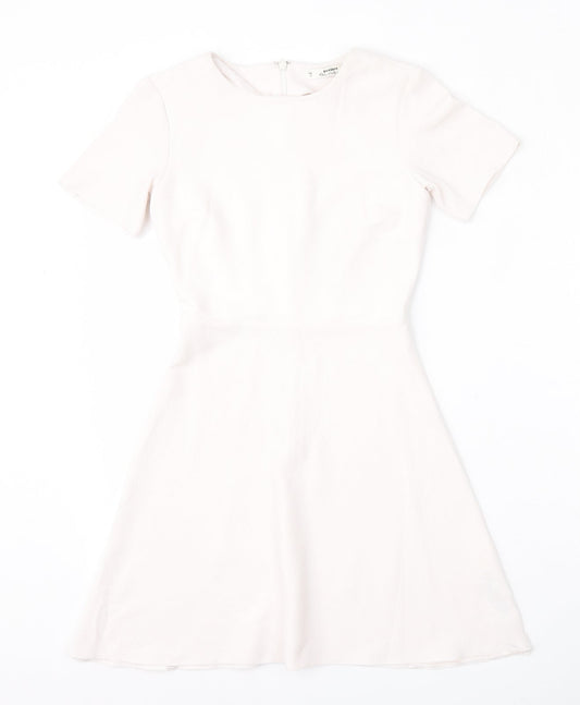 Miss Selfridge Womens White  Polyester Fit & Flare  Size 4  Round Neck