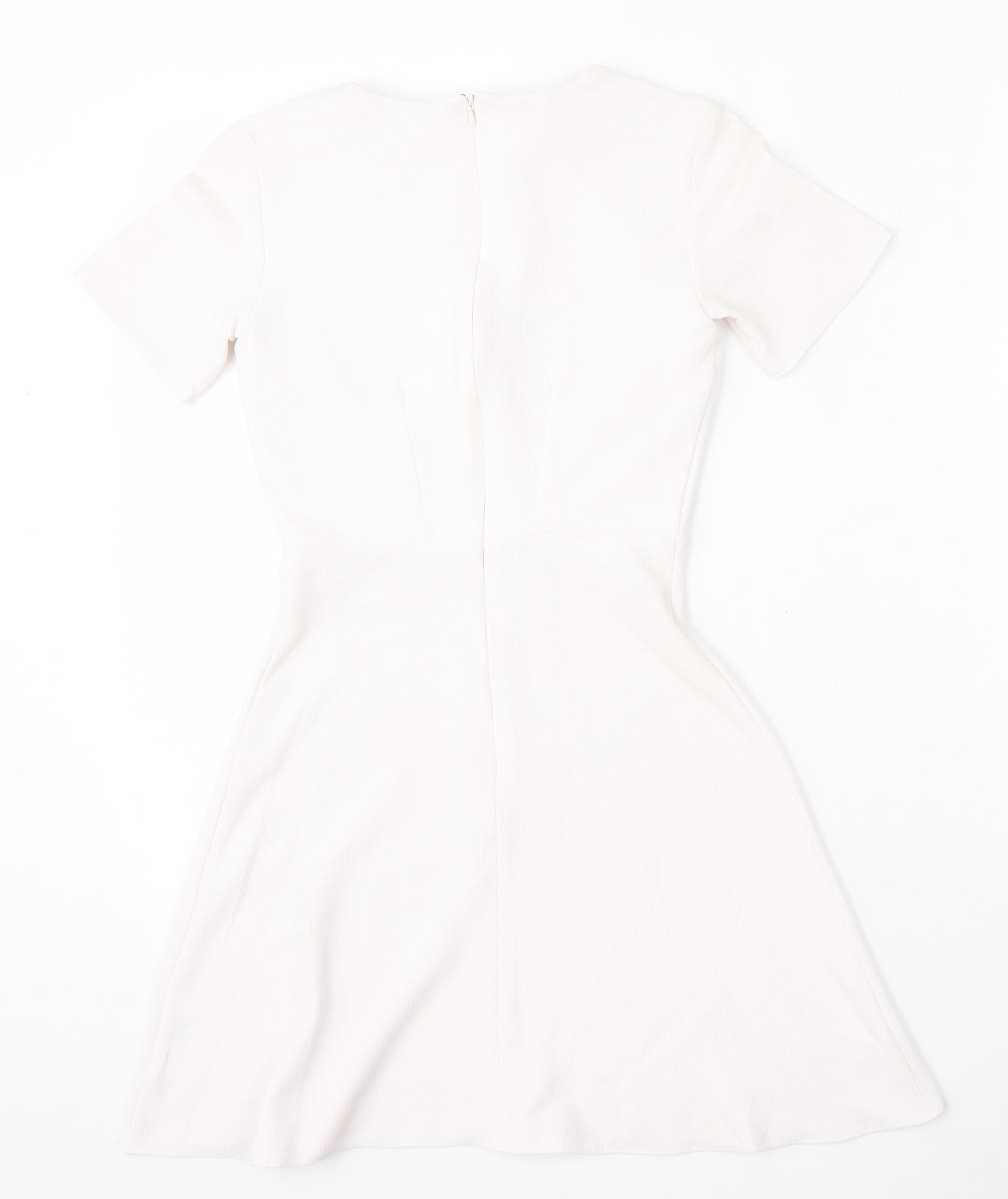 Miss Selfridge Womens White  Polyester Fit & Flare  Size 4  Round Neck