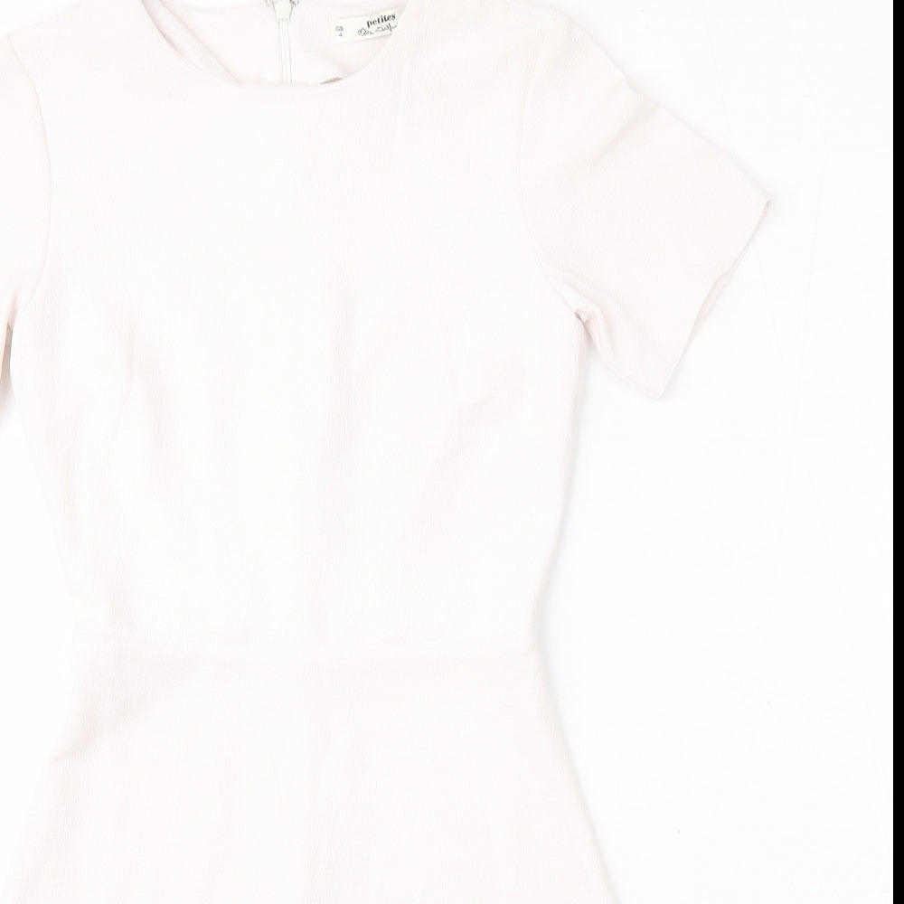 Miss Selfridge Womens White  Polyester Fit & Flare  Size 4  Round Neck