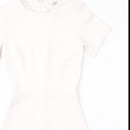 Miss Selfridge Womens White  Polyester Fit & Flare  Size 4  Round Neck