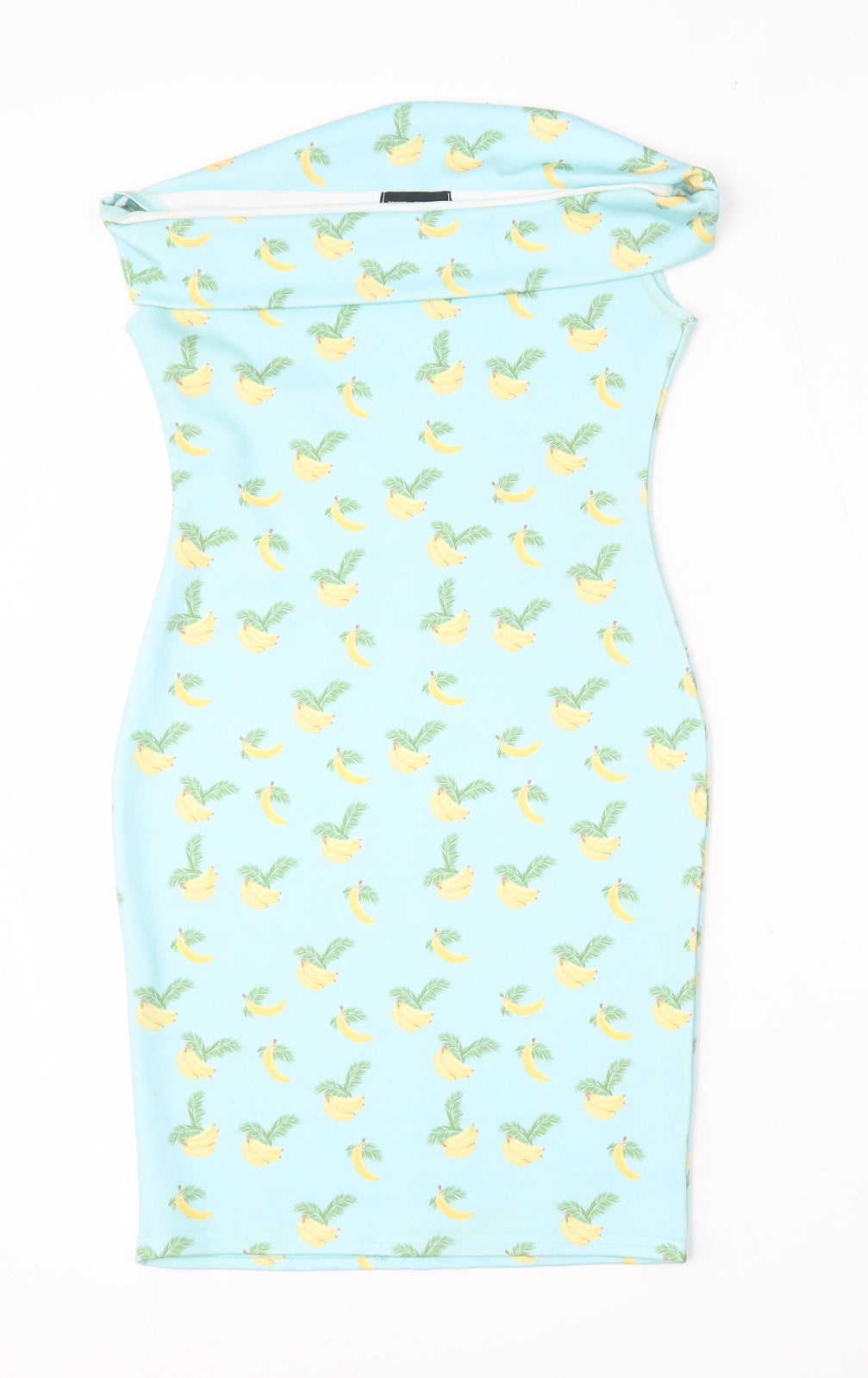 PRETTYLITTLETHING Womens Blue Geometric Polyester Pencil Dress  Size 6  Round Neck