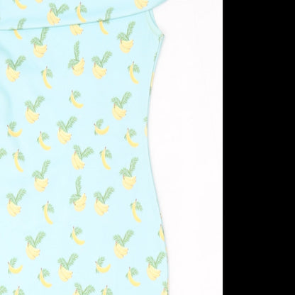 PRETTYLITTLETHING Womens Blue Geometric Polyester Pencil Dress  Size 6  Round Neck