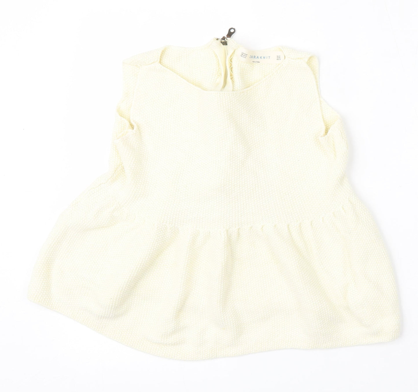 Zara Knit Womens Beige  Viscose Basic Blouse Size M Round Neck