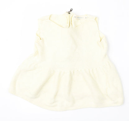 Zara Knit Womens Beige  Viscose Basic Blouse Size M Round Neck