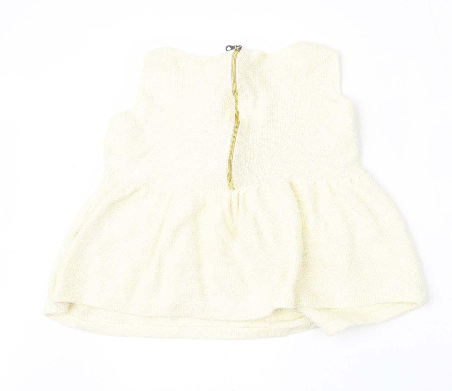 Zara Knit Womens Beige  Viscose Basic Blouse Size M Round Neck