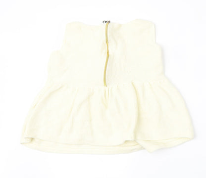 Zara Knit Womens Beige  Viscose Basic Blouse Size M Round Neck