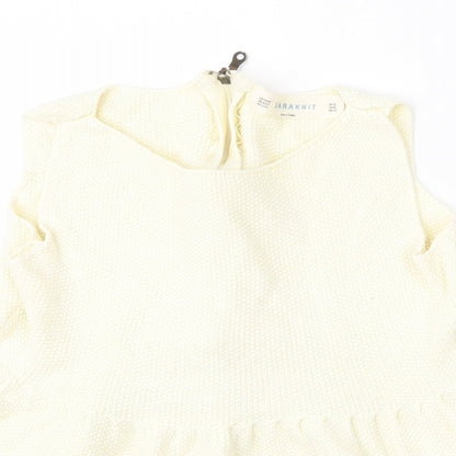 Zara Knit Womens Beige  Viscose Basic Blouse Size M Round Neck