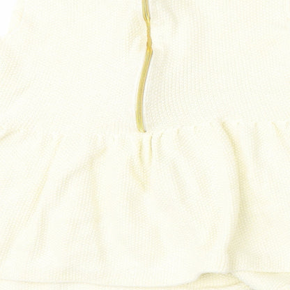 Zara Knit Womens Beige  Viscose Basic Blouse Size M Round Neck