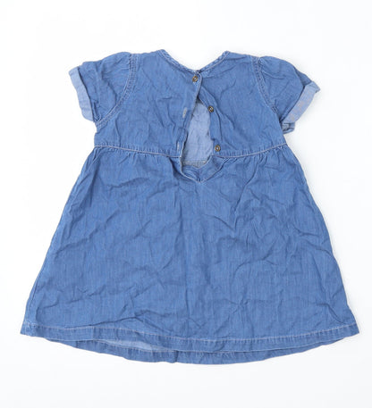 Lullaby Girls Blue  Cotton Trapeze & Swing  Size 18-24 Months  Round Neck Button