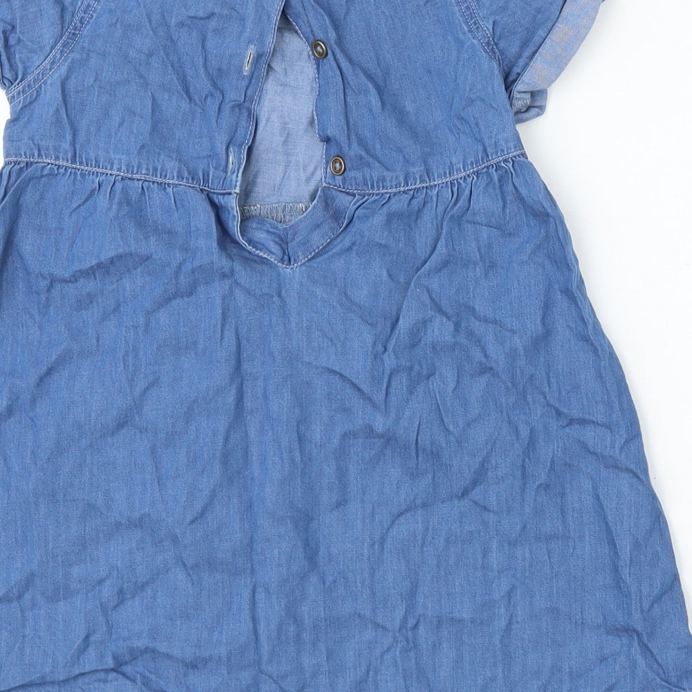Lullaby Girls Blue  Cotton Trapeze & Swing  Size 18-24 Months  Round Neck Button