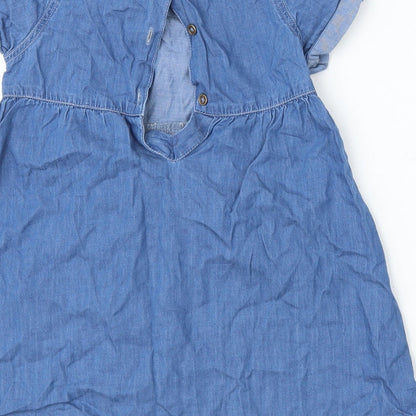 Lullaby Girls Blue  Cotton Trapeze & Swing  Size 18-24 Months  Round Neck Button