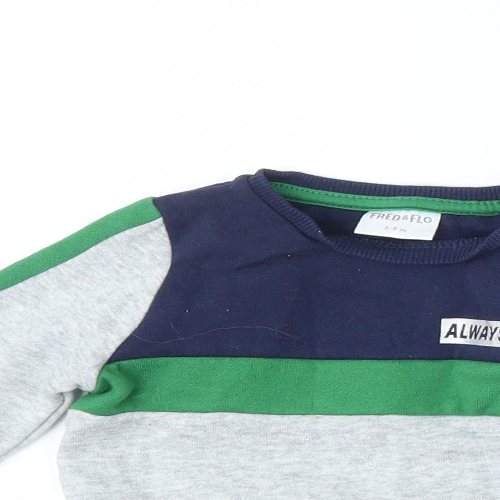 F&F Boys Grey  Cotton Pullover Jumper Size 3-6 Months