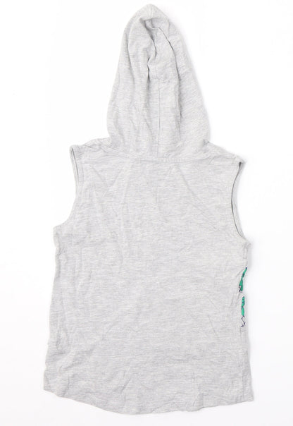 Kids Boys Grey  Cotton Pullover Hoodie Size 6 Years   - Dinosaurs