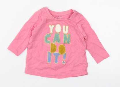 Primark Girls Pink  100% Cotton Basic T-Shirt Size 3-6 Months Round Neck Button