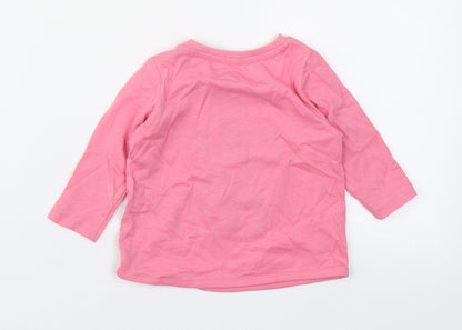 Primark Girls Pink  100% Cotton Basic T-Shirt Size 3-6 Months Round Neck Button