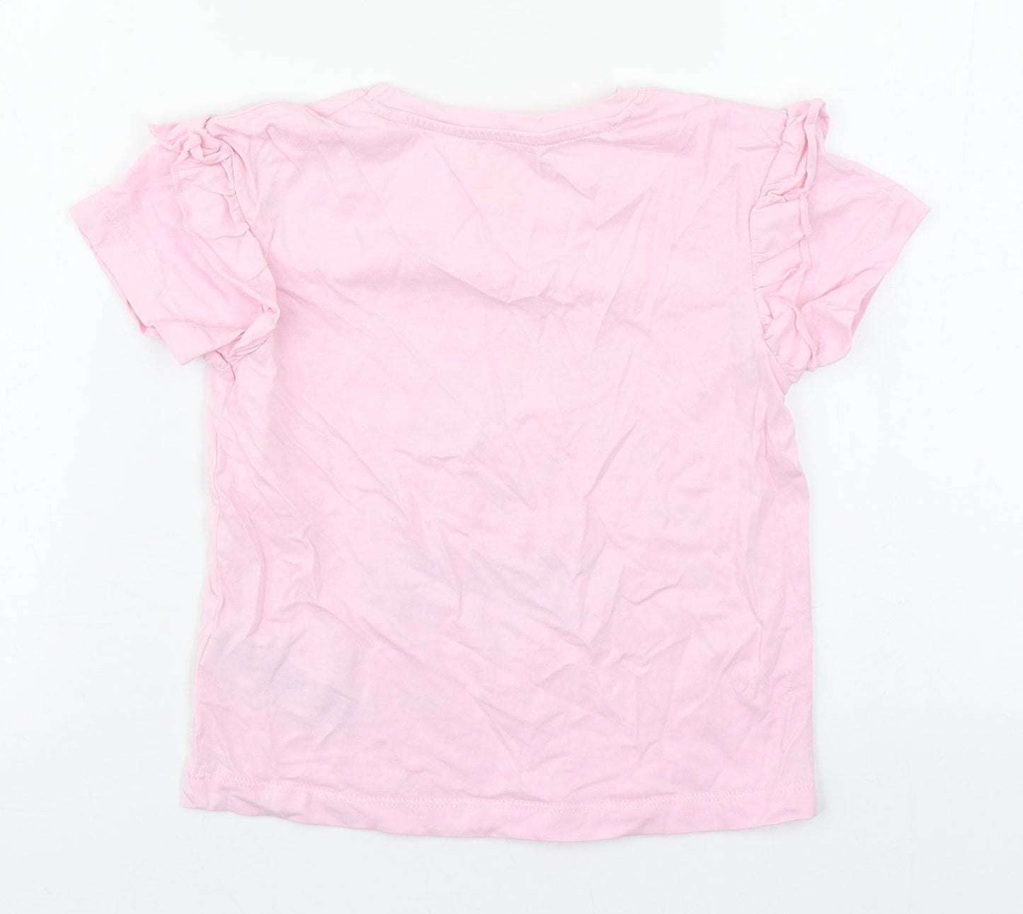 Primark Girls Pink  100% Cotton Basic T-Shirt Size 6-7 Years Roll Neck Pullover