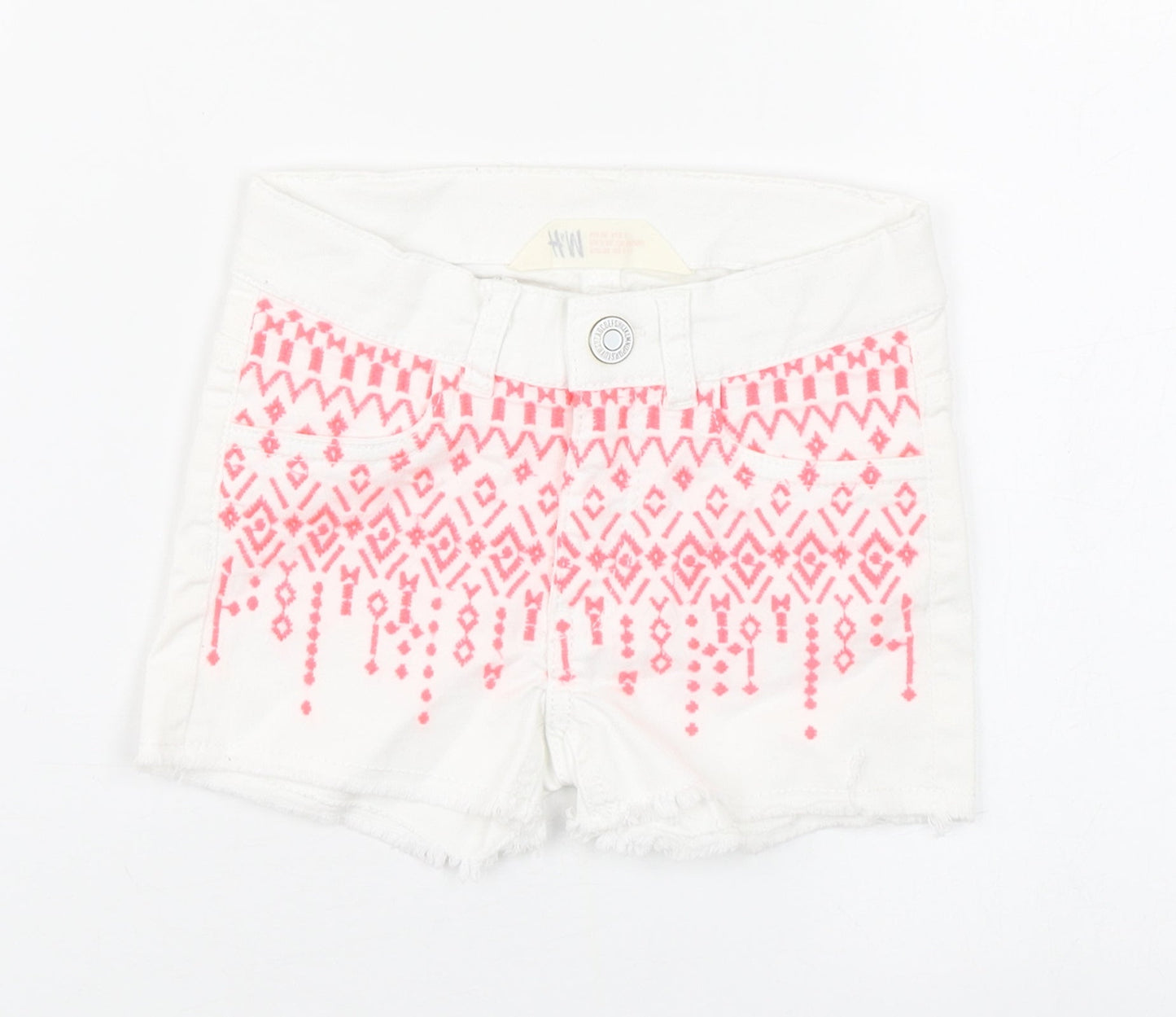H&M Girls White  Cotton Boyfriend Shorts Size 3 Years  Regular Zip