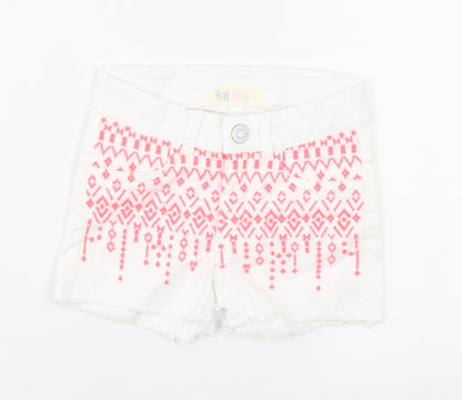 H&M Girls White  Cotton Boyfriend Shorts Size 3 Years  Regular Zip