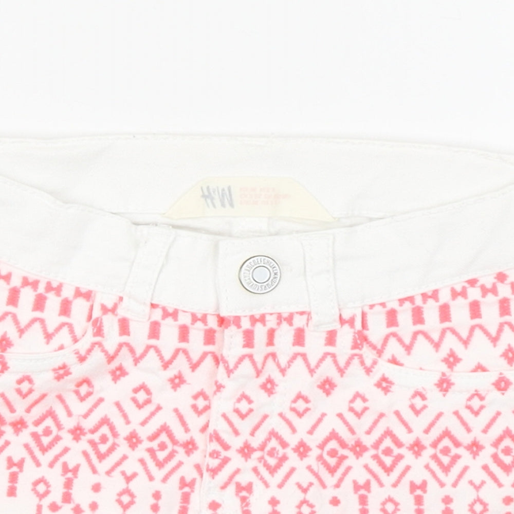 H&M Girls White  Cotton Boyfriend Shorts Size 3 Years  Regular Zip