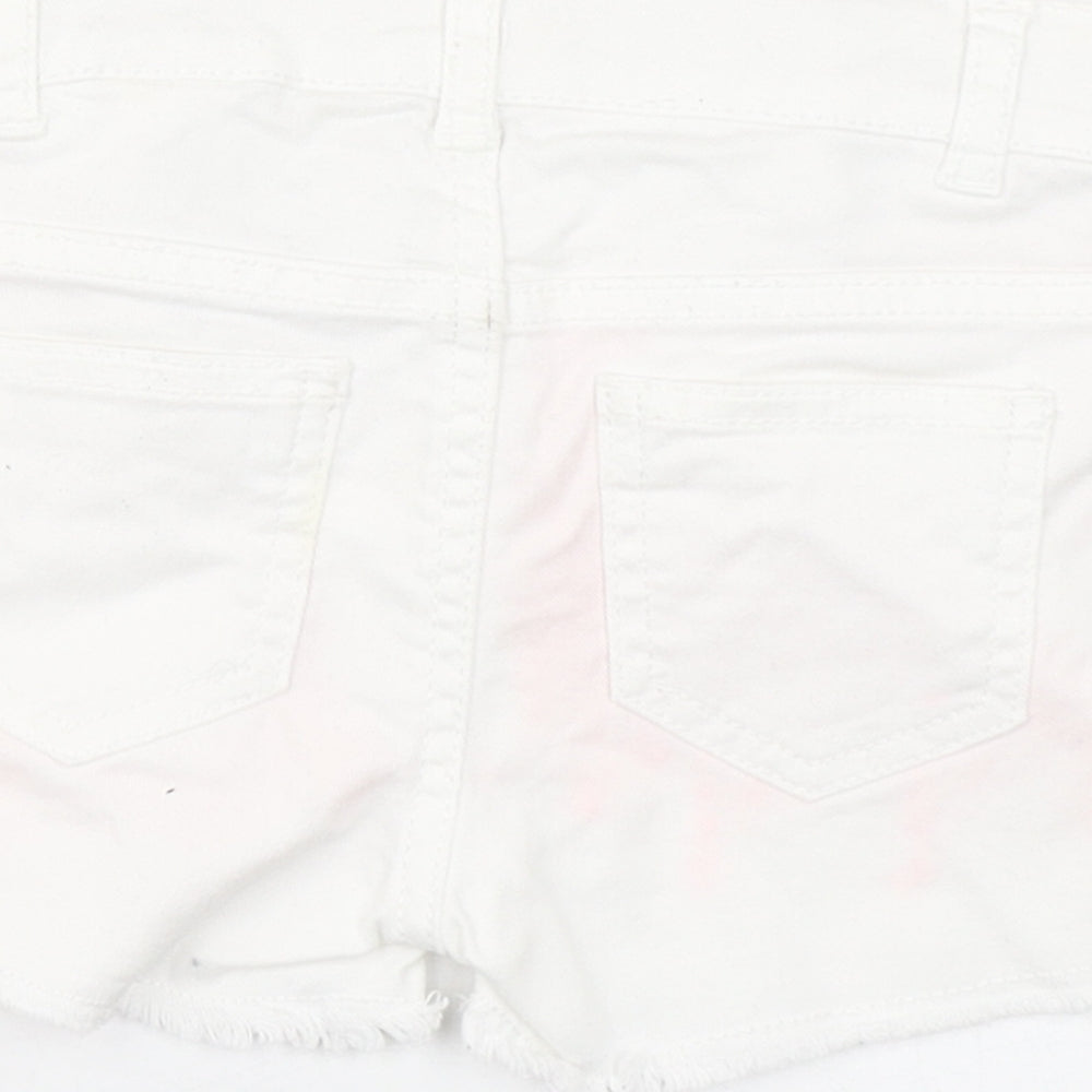H&M Girls White  Cotton Boyfriend Shorts Size 3 Years  Regular Zip