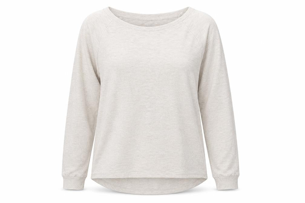 Front view of Primark women’s beige polyester pullover sweatshirt, size L, pullover
