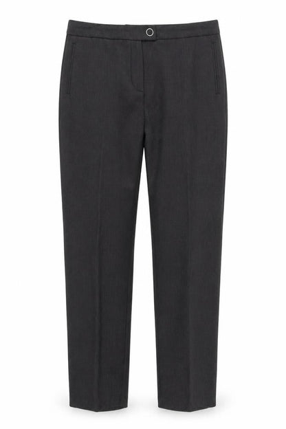 Front view of Marks & Spencer men’s grey polyester trousers, size 16, 32-inch leg regular zip