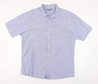 Mens UK Size XL Boston Crew Blue  Button-Up Long Sleeve Casual Shirt