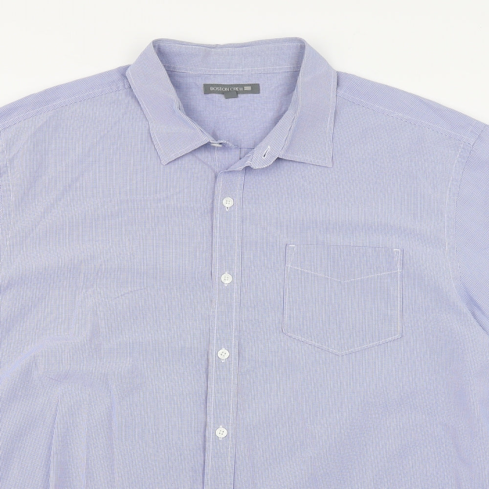 Mens UK Size XL Boston Crew Blue  Button-Up Long Sleeve Casual Shirt