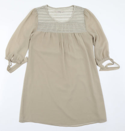 Womens UK Size XS Darling Beige Basic Blouse