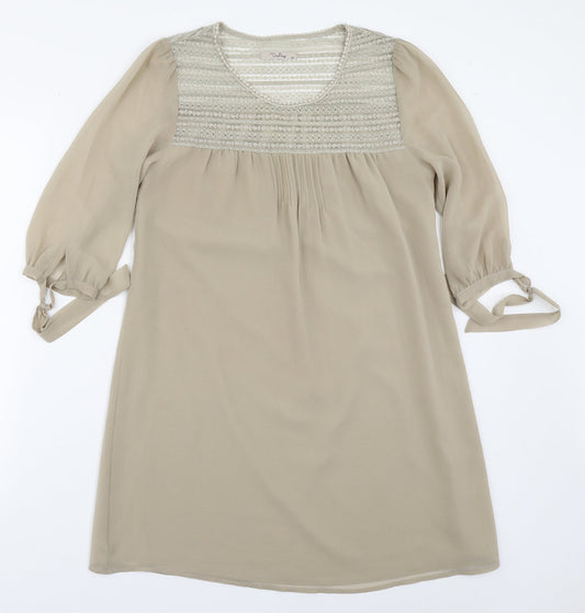 Womens UK Size XS Darling Beige Basic Blouse