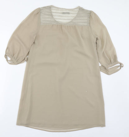 Womens UK Size XS Darling Beige Basic Blouse