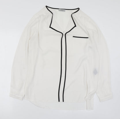 Papaya Womens White  Polyester Basic Blouse Size 12 V-Neck