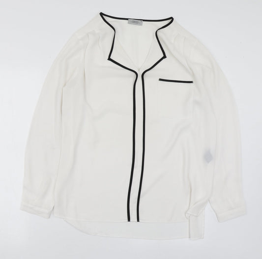Papaya Womens White  Polyester Basic Blouse Size 12 V-Neck