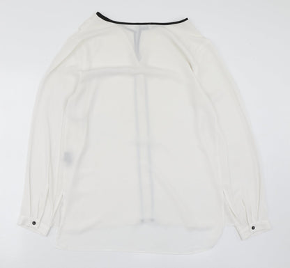 Papaya Womens White  Polyester Basic Blouse Size 12 V-Neck