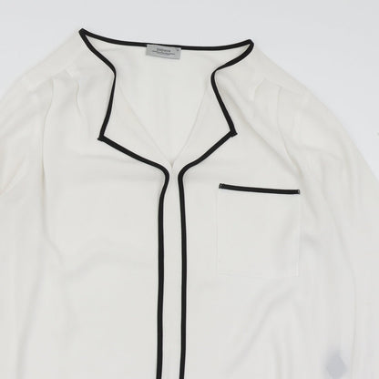 Papaya Womens White  Polyester Basic Blouse Size 12 V-Neck