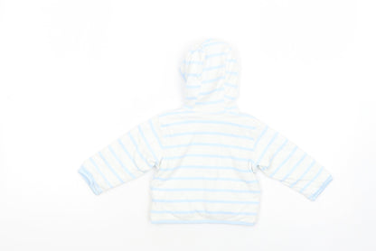 Back view of Debenhams Baby White Striped Basic Jacket Jacket, size 6-9, Months Snap