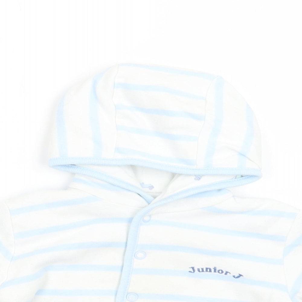 Close-up detail of Debenhams Baby White Striped Basic Jacket Jacket, size 6-9, Months Snap