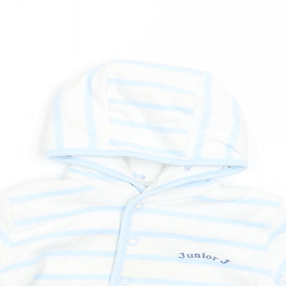 Close-up detail of Debenhams Baby White Striped Basic Jacket Jacket, size 6-9, Months Snap