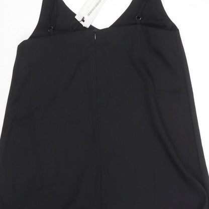 Boohoo Womens Black  Polyester Slip Dress  Size 10  V-Neck Zip